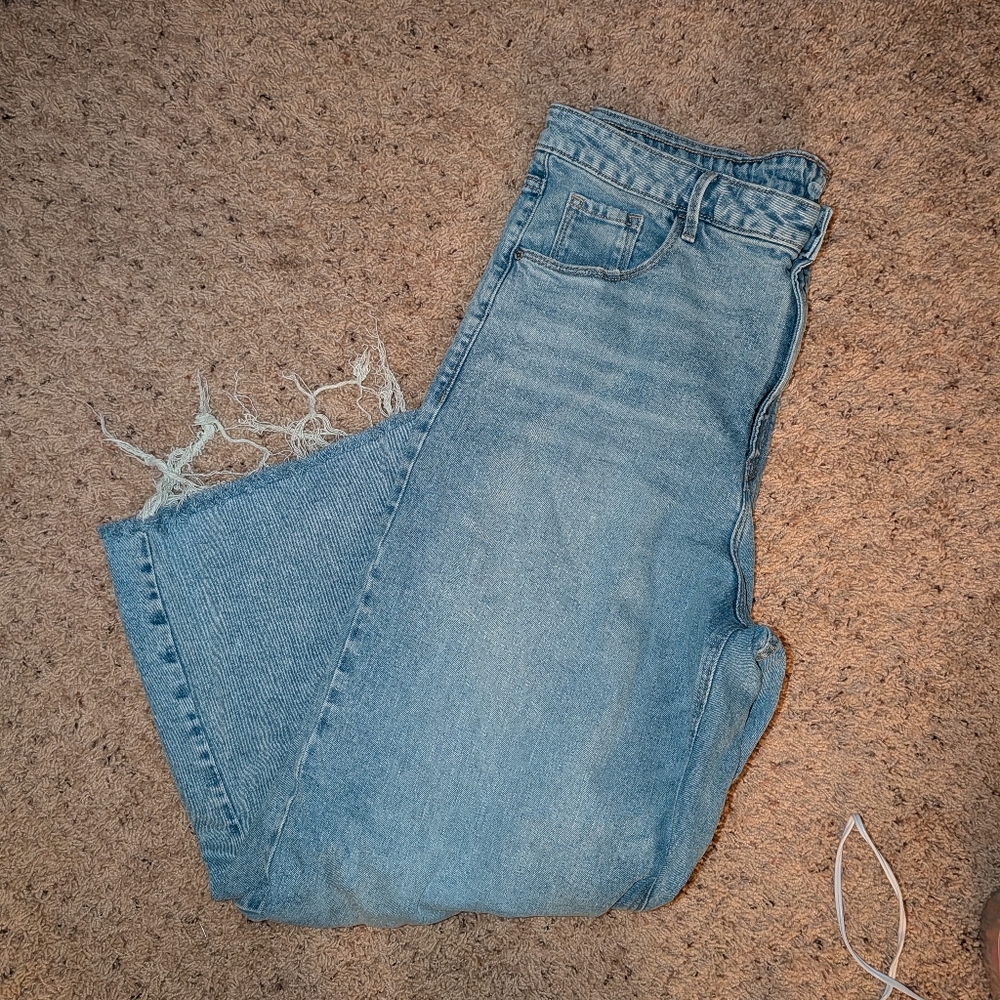 Womens Old Navy Freyed Wide Leg Jeans